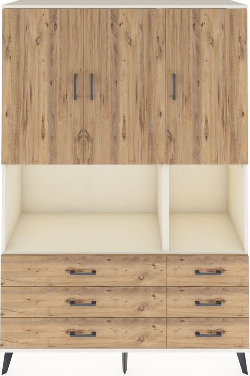Hyperion Gardrop 6 Raflı 6 Çekmeceli 3 Kapaklı 132 x 44 x 195 cm Aytaşı - Çam