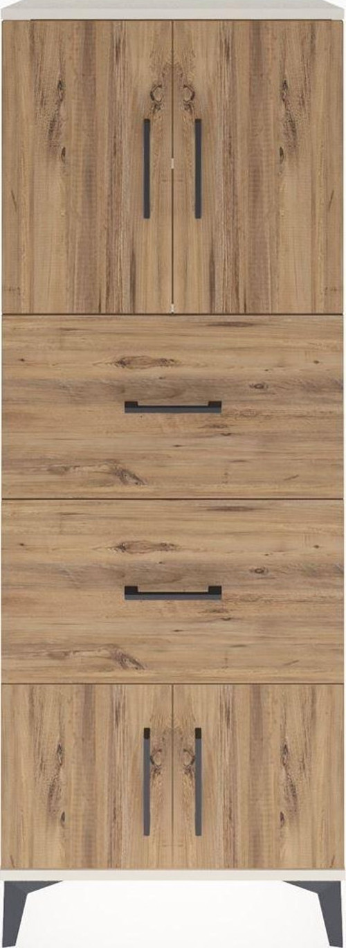 Arges Dolap 2 Raflı 2 Çekmeceli 4 Kapaklı 60 x 30 x 163 cm Aytaşı - Çam