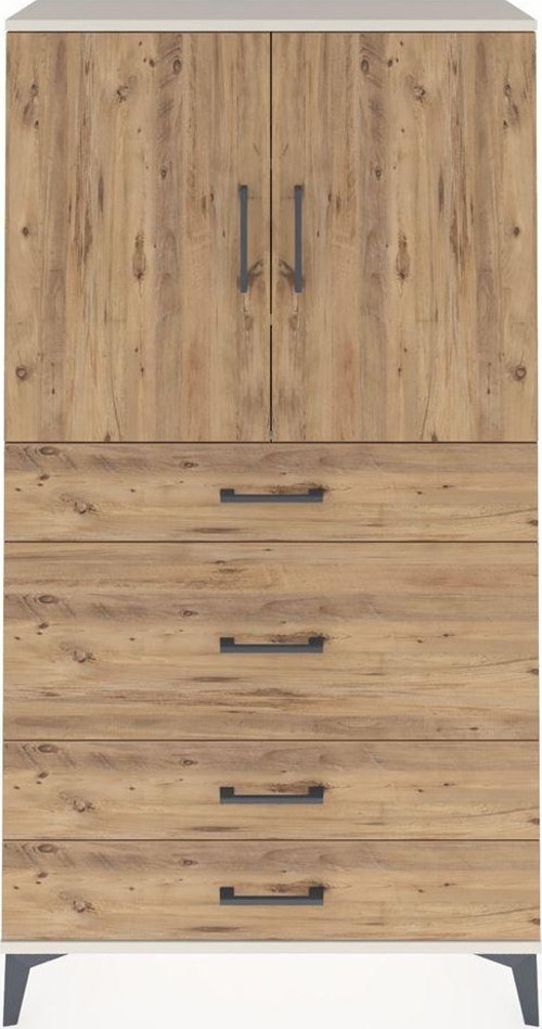 Arges Dolap 3 Raflı 4 Çekmeceli 2 Kapaklı 88 x 30 x 163 cm Aytaşı - Çam