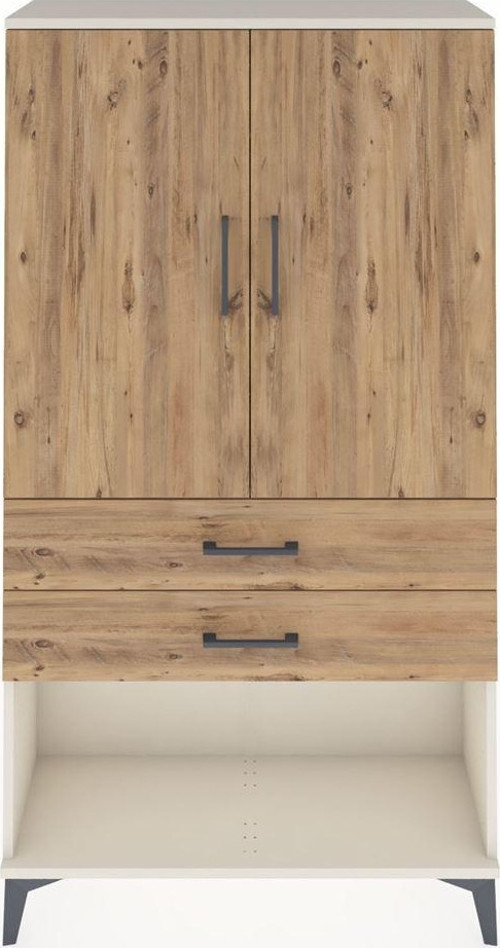 Arges Dolap Tek Raflı 2 Çekmeceli Tek Askılı 88x30x163 Aytaşı-Çam