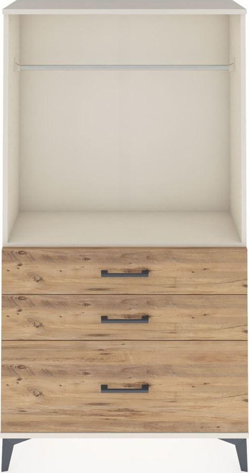 Arges Dolap Tek Raflı 3 Çekmeceli Tek Askılı 88x30x163 Aytaşı-Çam