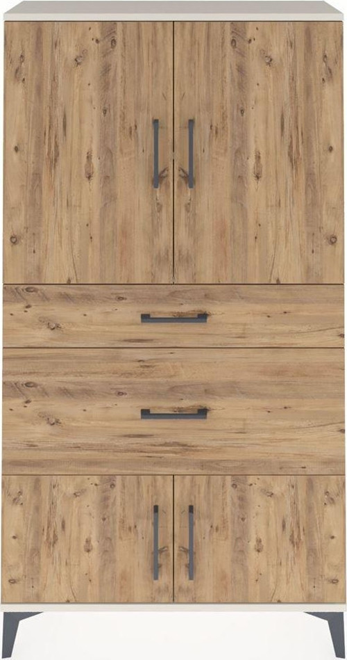 Arges Dolap 2 Raflı 2 Çekmeceli 4 Kapaklı 88 x 30 x 163 cm Aytaşı - Çam