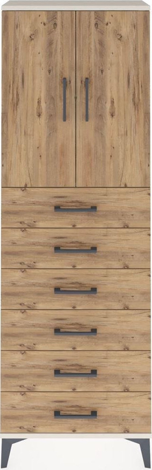 Arges Dolap 2 Raflı 6 Çekmeceli 2 Kapaklı 60 x 30 x 182 cm Aytaşı - Çam