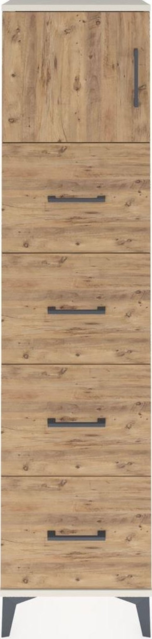 Arges Dolap Tek Raflı 4 Çekmeceli Tek Kapaklı 44x30x182 Aytaşı-Çam