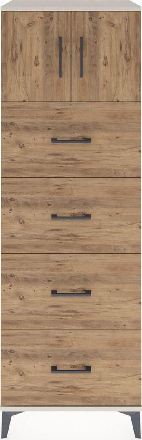 Hyperion Dolap Tek Raflı 4 Çekmeceli 2 Kapaklı 60x44x182 Aytaşı-Çam