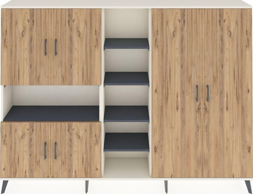 Arges Dolap 13 Raflı 6 Kapaklı 220x30x163 Aytaşı-Çam/Antrasit