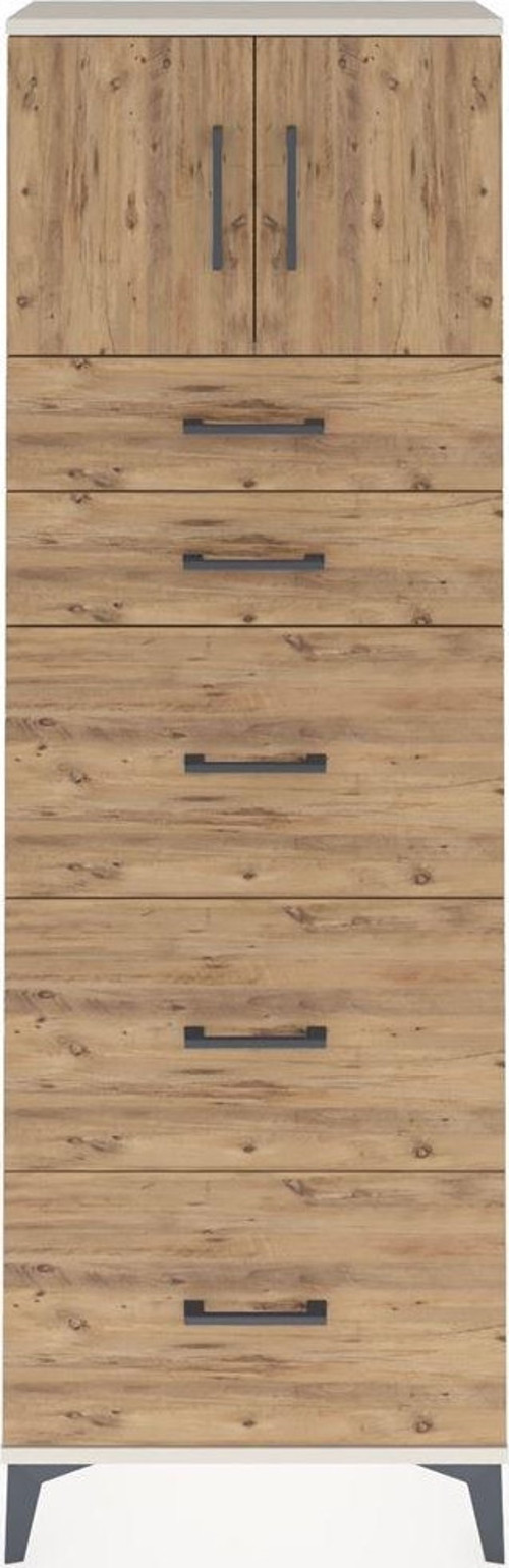 Arges Dolap 1 Raflı 5 Çekmeceli 2 Kapaklı 60 x 30 x 182 cm Aytaşı - Çam