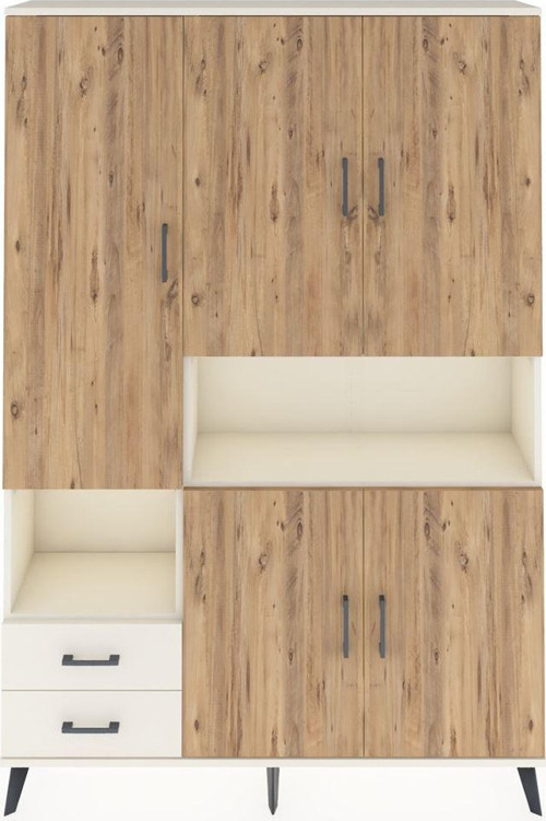 Arges Dolap 10 Raflı 2 Çekmeceli 5 Kapaklı 132 x 30 x 195 cm Aytaşı - Çam - Aytaşı