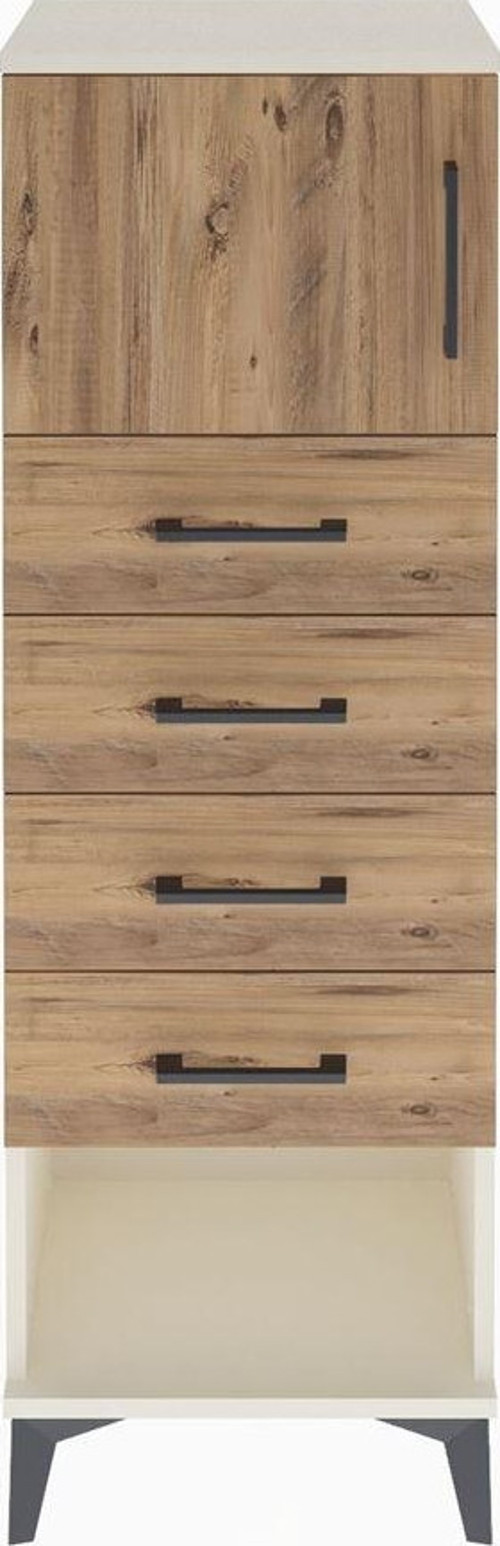 Arges Dolap Tek Raflı 4 Çekmeceli Tek Kapaklı 44x30x134 Aytaşı-Çam