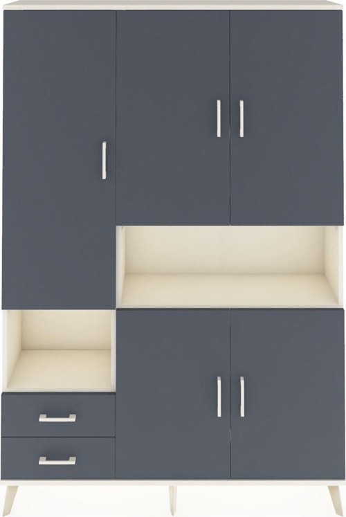 Arges Gardrop 10 Raflı 2 Çekmeceli 5 Kapaklı 132 x 30 x 195 cm Aytaşı - Antrasit