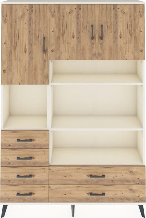 Arges Gardrop 9 Raflı 6 Çekmeceli 3 Kapaklı 132x30x195 Aytaşı-Çam