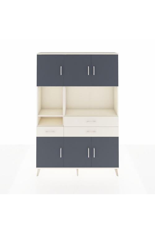 Arges Dolap 9 Raflı 3 Çekmeceli 6 Kapaklı 132 x 30 x 195 cm Aytaşı - Antrasit - Aytaşı