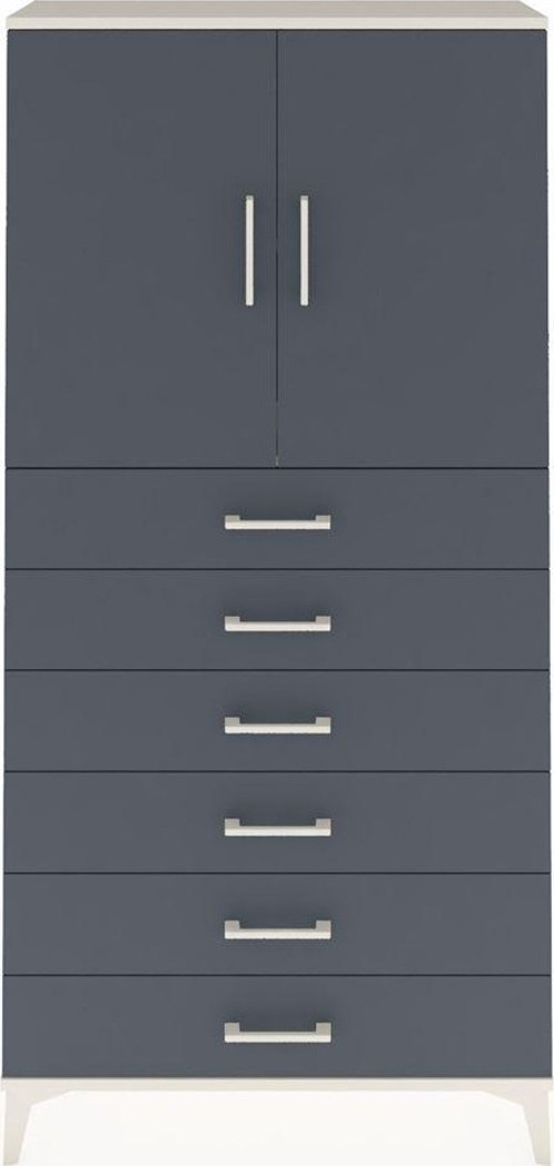 Arges Dolap 2 Raflı 6 Çekmeceli 2 Kapaklı 88 x 30 x 182 cm Aytaşı - Antrasit