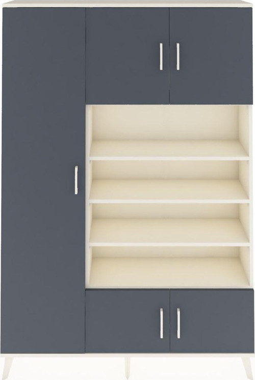 Arges Dolap 10 Raflı 5 Kapaklı 132 x 30 x 195 cm Aytaşı - Antrasit - Aytaşı