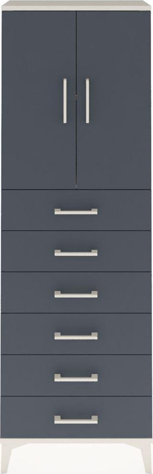 Arges Dolap 2 Raflı 6 Çekmeceli 2 Kapaklı 60 x 30 x 182 cm Aytaşı - Antrasit