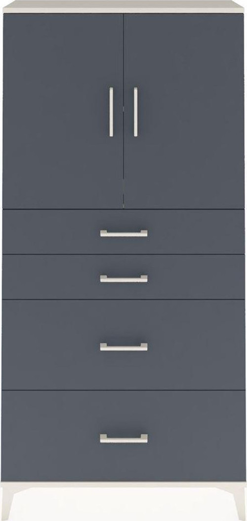 Arges Dolap 2 Raflı 4 Çekmeceli 2 Kapaklı 88 x 30 x 182 cm Aytaşı - Antrasit