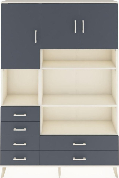 Arges Gardrop 9 Raflı 6 Çekmeceli 3 Kapaklı 132x30x195 Aytaşı-Antrasit