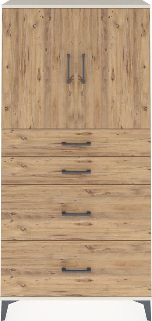 Arges Dolap 2 Raflı 4 Çekmeceli 2 Kapaklı 88 x 30 x 182 cm Aytaşı - Çam