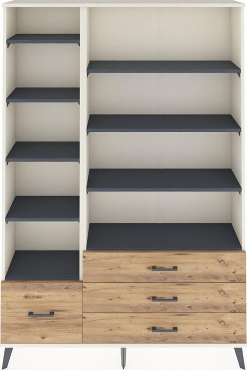Arges Dolap 9 Raflı 4 Çekmeceli 132 x 30 x 195 cm Aytaşı - Antrasit - Çam