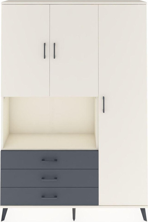 Arges Dolap 7 Raflı 3 Çekmeceli 3 Kapaklı 132 x 30 x 195 cm Aytaşı - Aytaşı - Antrasit
