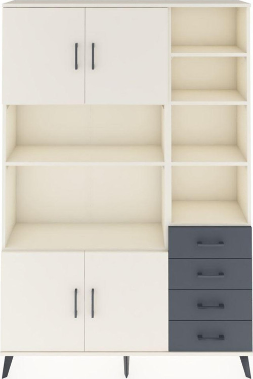 Arges Dolap 9 Raflı 4 Çekmeceli 4 Kapaklı 132 x 30 x 195 cm Aytaşı - Aytaşı - Antrasit