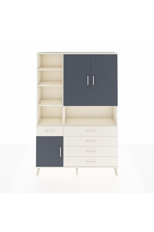 Arges Dolap 8 Raflı 5 Çekmeceli 3 Kapaklı 132x30x195 Aytaşı-Antrasit/Aytaşı