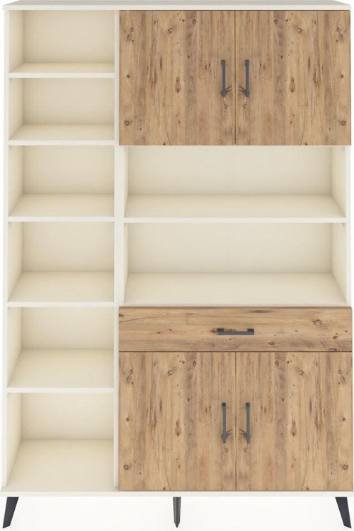 Arges Gardrop 10 Raflı 1 Çekmeceli 4 Kapaklı 132 x 30 x 195 cm Aytaşı - Çam
