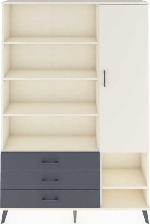 Arges Dolap 9 Raflı 3 Çekmeceli Tek Kapaklı 132x30x195 Aytaşı-Aytaşı/Antrasit