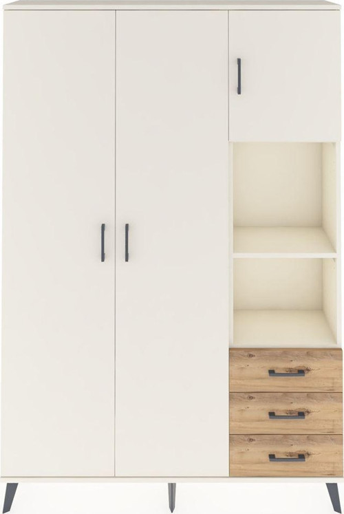 Arges Dolap 5 Raflı 3 Çekmeceli 1 Askılı 132 x 30 x 195 cm Aytaşı - Aytaşı - Çam