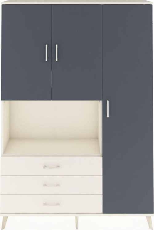 Arges Dolap 7 Raflı 3 Çekmeceli 3 Kapaklı 132 x 30 x 195 cm Aytaşı - Antrasit - Aytaşı