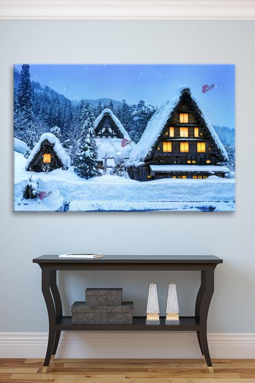 Orman Kış Ağaçev Karlı Doğa Sanatsal Kanvas Tablo (7 Farklı Ölçü)