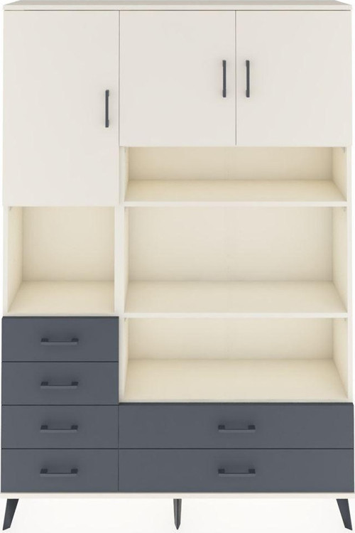 Arges Dolap 9 Raflı 6 Çekmeceli 3 Kapaklı 132 x 30 x 195 cm Aytaşı - Aytaşı - Antrasit