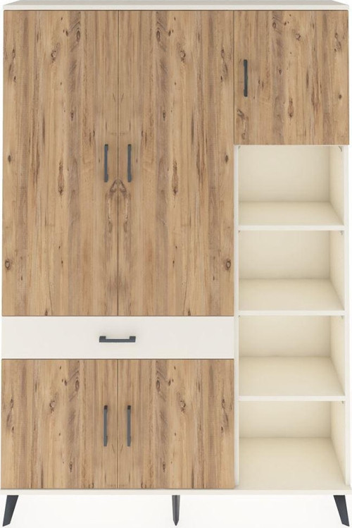 Arges Dolap 10 Raflı 1 Çekmeceli 5 Kapaklı 132 x 30 x 195 cm Aytaşı - Çam - Aytaşı