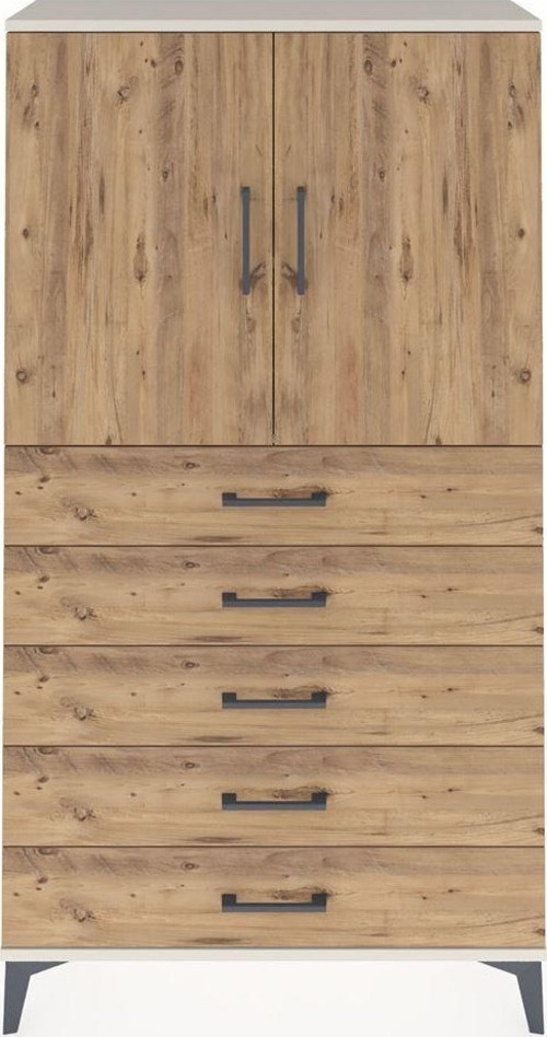 Arges Dolap 2 Raflı 5 Çekmeceli 2 Kapaklı 88x30x163 Aytaşı-Çam