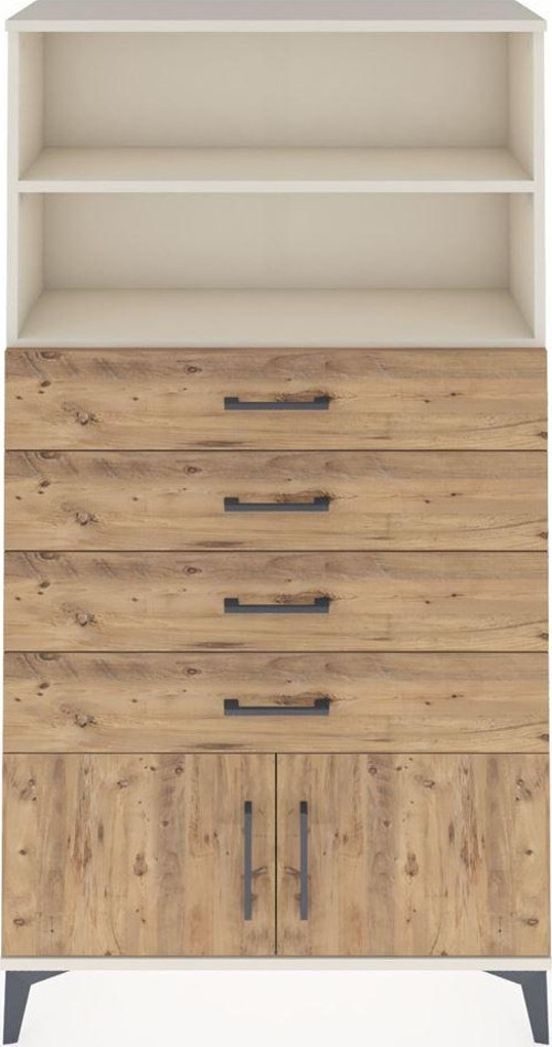 Arges Dolap 2 Raflı 4 Çekmeceli 2 Kapaklı 88x30x163 Aytaşı-Çam