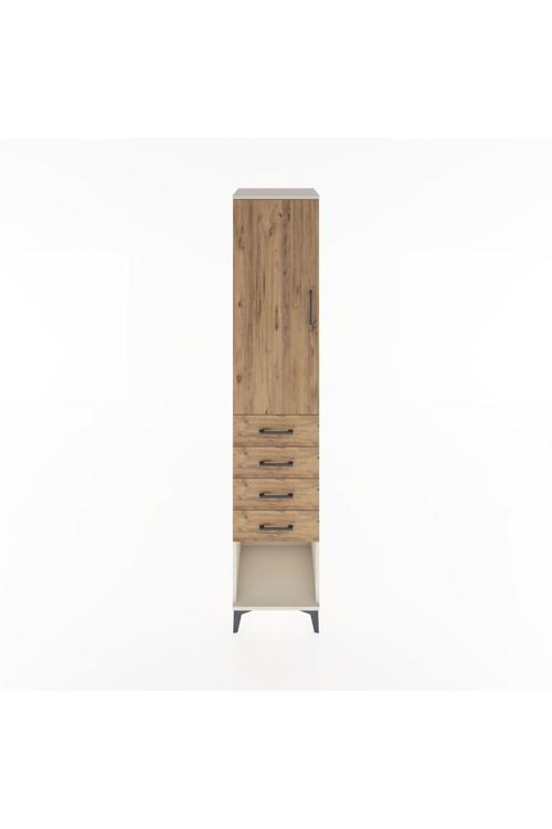 Hyperion Dolap 3 Raflı 4 Çekmeceli Tek Kapaklı 44x44x221 Aytaşı-Çam