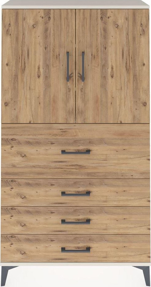 Arges Dolap 3 Raflı 4 Çekmeceli 2 Kapaklı 88x30x163 Aytaşı-Çam