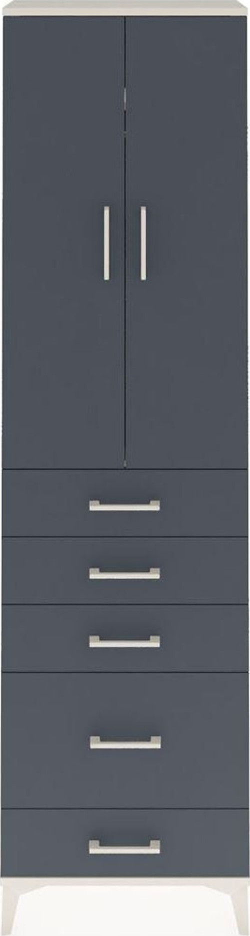 Arges Dolap 2 Raflı 5 Çekmeceli Tek Askılı 60x30x221 Aytaşı-Antrasit