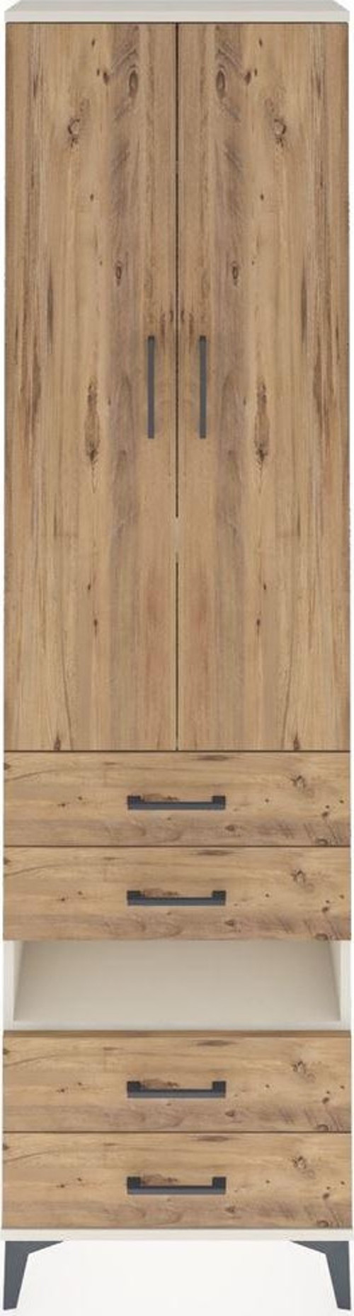Arges Dolap 4 Raflı 4 Çekmeceli 2 Kapaklı 60x30x221 Aytaşı-Çam
