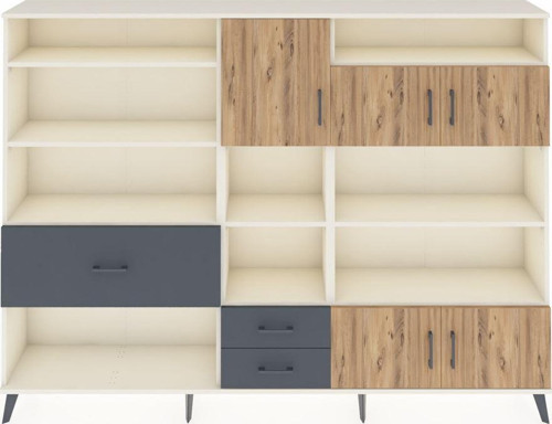 Arges Dolap 13 Raflı 3 Çekmeceli 5 Kapaklı 220x30x163 Aytaşı-Çam/Antrasit