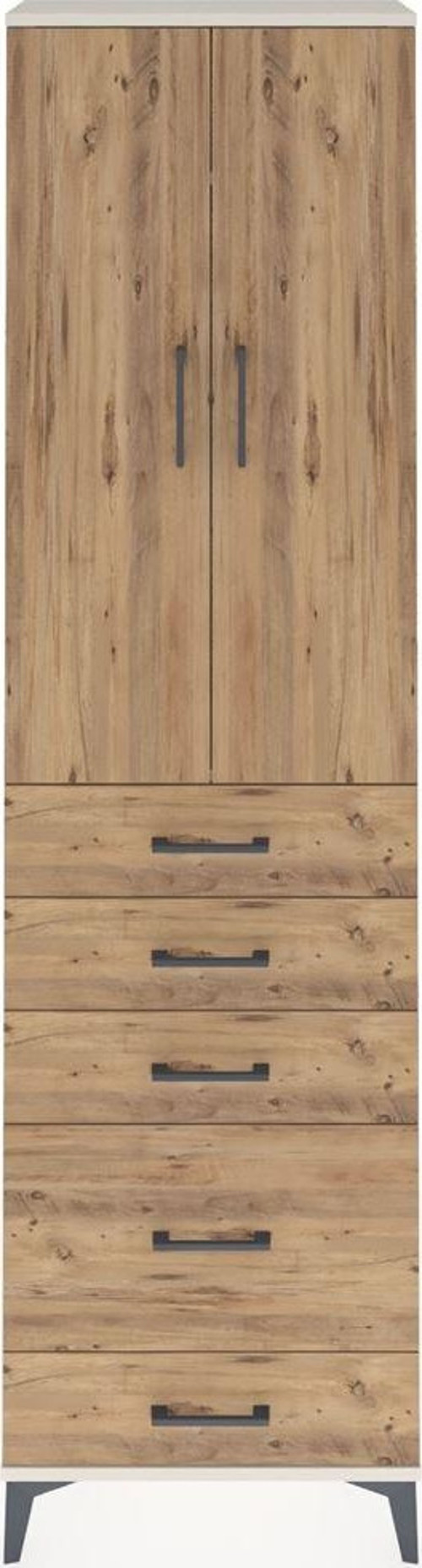 Arges Dolap 2 Raflı 5 Çekmeceli Tek Askılı 60x30x221 Aytaşı-Çam