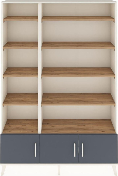 Arges Dolap 10 Raflı 3 Kapaklı 132x30x195 Aytaşı-Antrasit/Çam
