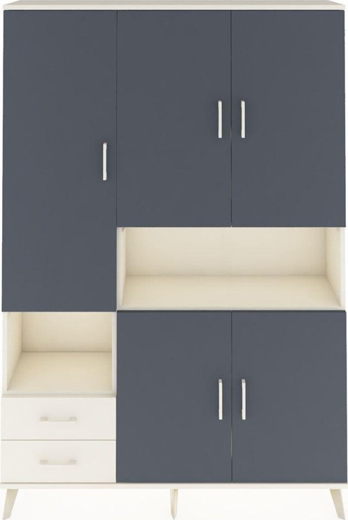 Arges Dolap 10 Raflı 2 Çekmeceli 5 Kapaklı 132x30x195 Aytaşı-Antrasit/Aytaşı