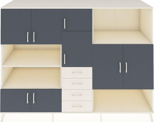 Kronos Dolap 10 Raflı 4 Çekmeceli 8 Kapaklı 220 x 59 x 163 cm Aytaşı - Antrasit - Aytaşı