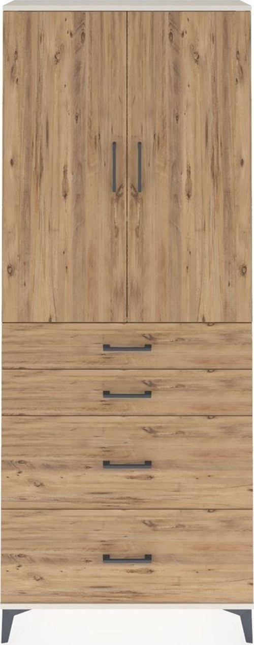 Arges Dolap 3 Raflı 4 Çekmeceli 2 Kapaklı 88 x 30 x 221 cm Aytaşı - Çam