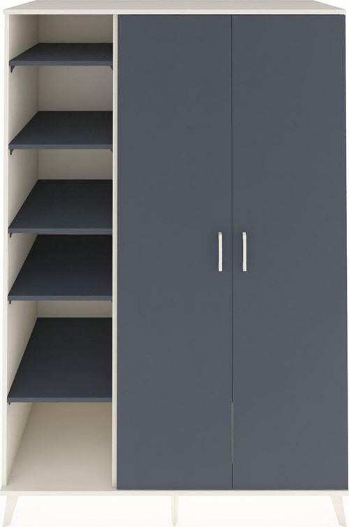 Kronos Dolap 7 Raflı 2 Kapaklı 1 Askılı 132 x 59 x 195 cm Aytaşı - Antrasit - Antrasit