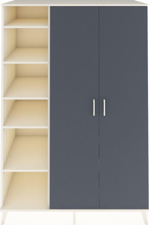 Kronos Dolap 7 Raflı 2 Kapaklı 1 Askılı 132 x 59 x 195 cm Aytaşı - Antrasit - Aytaşı