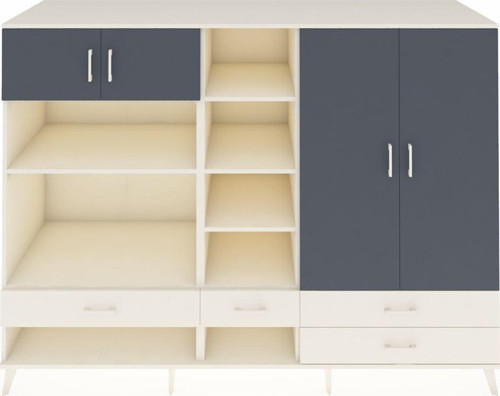 Kronos Dolap 12 Raflı 4 Çekmeceli 4 Kapaklı 220 x 59 x 163 cm Aytaşı - Antrasit - Aytaşı