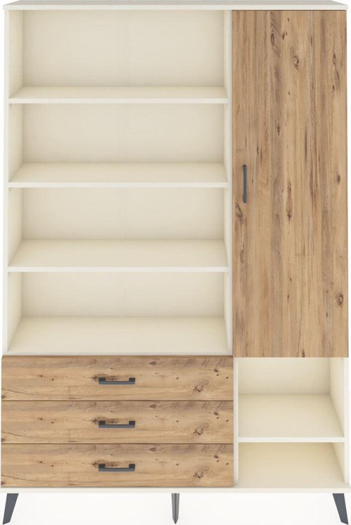 Arges Gardrop 9 Raflı 3 Çekmeceli Tek Kapaklı 132x30x195 Aytaşı-Çam