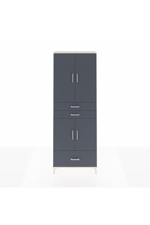 Arges Dolap 5 Raflı 3 Çekmeceli 4 Kapaklı 88 x 30 x 243 cm Aytaşı - Antrasit